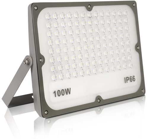 JBdusn Foco Proyector LED 100W, Super Brillante Blanco Frío Luz de Seguridad LED IP66 Impermeable Potente Luces LED Floodlight Exterior, Focos LED Exterior para Casa, Garaje, Patio, Terraza, Campo