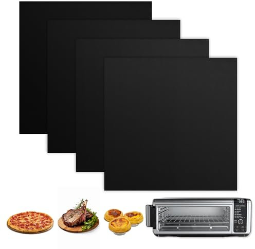 Air Fryer Oven Liners, 4 Pack Non-stick Baking Mat, Oven Liners for Bottom of Oven Compatible with Ninja Foodi SP101 SP201 SP301 Fry Toaster Microwave Bottom of Gas & Electric