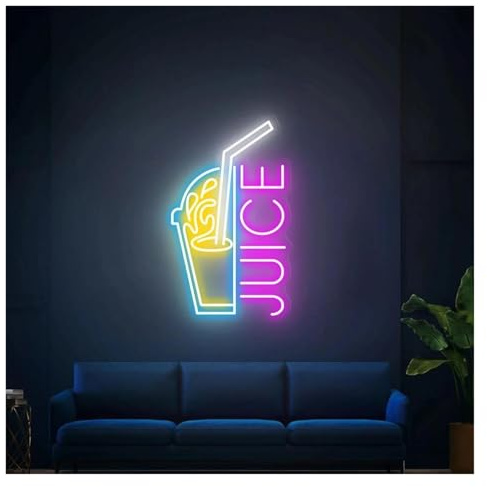 SHOUXI Sign Lamp Juice Neon Sign, Juice Bar, Wall Decor for Business, Business Sign(B,50cm)