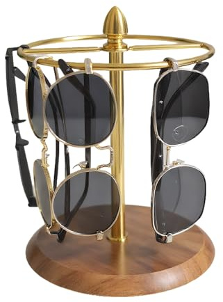 Wismay Sunglasses Organizer Display Stand, Eyeglass Holder Rack for 12 Pairs of Glasses (Wood Base)