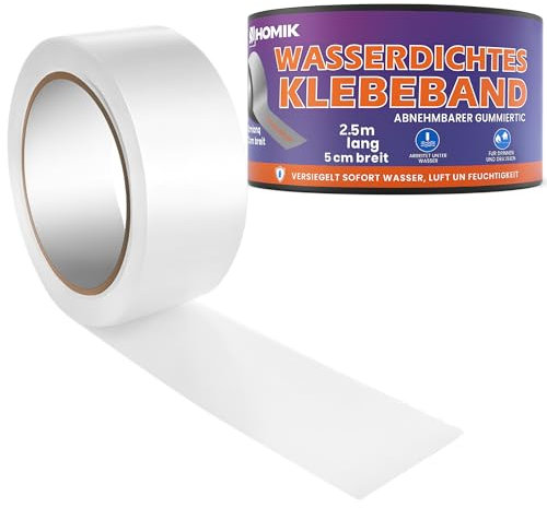 HOMIK 2Stk Je 5CM x 2.5M Extrem Starkes Transparent Wasserdichtes Klebeband Außen & Innen | Dichtungsband Wasserdicht | UV Beständig | Duct Tape | Selbstverschweißendes Klebeband