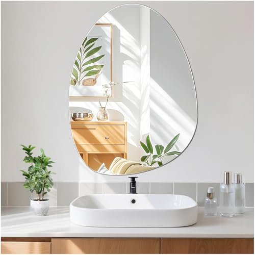 JMITHA Spiegel Asymmetrisch 45x60cm ohne Rahmen HD Glas Wandspiegel Asymmetrischer Spiegel Unregelmäßiger Modern Badspiegel für Bad Flur Wohnzimmer Schlafzimmer