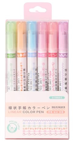 Kurven-Highlighter-Set – Wellenlinien-Stift, dekorativer Marker | Highlighter mit Kurventinte mehrfarbig für Ballzeitschriften, Planer, Notizbücher, Kalligraphi-Buchstaben