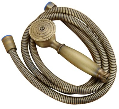 Doccetta a mano in ottone antico, stile vintage telefono, in ottone massiccio, con tubo in acciaio inox da 1,5 m G1/2
