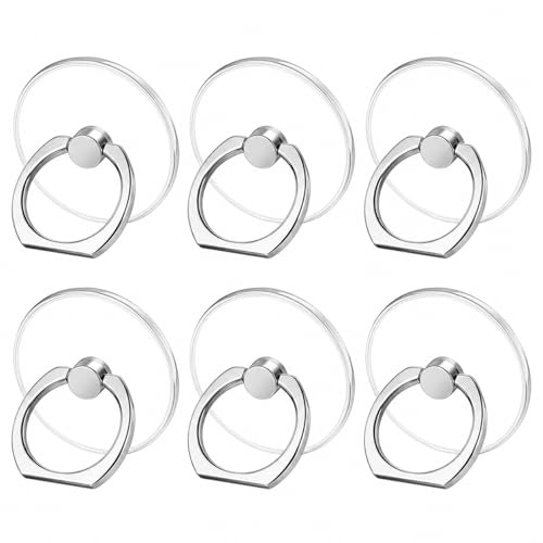 6PCS Transparent Cell Phone Ring Holder, Transparent Phone Grip Clear Phone Ring Stand, Phone Stand Grip For Back, Universal Ring Holder for Case, Finger Holder for Mobile Devices