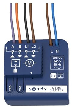 Micro Récepteur iZymo io - Pour Volet Roulant Filaire - Transformation en Commande Radio - Compatible Télécommandes io - Pilotage Centralisé Maison Connectée - Installation Facile
