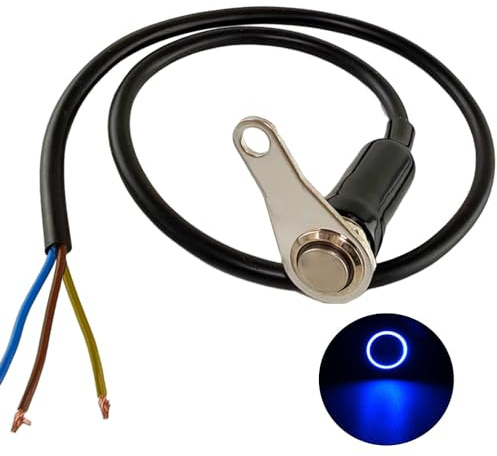 Gebildet wasserdichte Schalter Knopf, Blauer LED-Motorradschalter aus Edelstahl, EIN/AUS-Lenker, 5A/12V Universeller Verriegelnder, Verstellbare Halterung