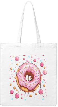 ANABPRMA Donut-Tragetasche aus Segeltuch für Damen, wiederverwendbare Einkaufs-Umhängetasche, große Kapazität, Handtasche, Donut, Einheitsgröße