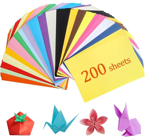 200 Blatt A4 buntes Universal Papier Origami-Papier 20 Leuchtende Farben 70 g/m², Tonpapier Bunt Malpapier Kinder beidseitig Farbige Papiere doppelseitiges für DIY Kunsthandwerksprojekte