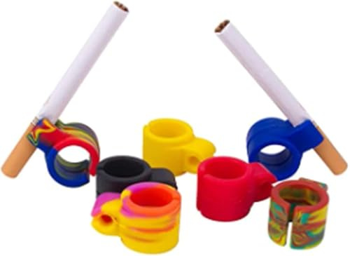 Einstellbar Handfinger Zigarettenspitze Damen Herren Silikon Zigarettenhalter Adaptable Rauchen Ring Gaming Raucher Ring Hands Free Smoking für Spieleliebhaber, Gitarristen und Fahrer (10pcs)