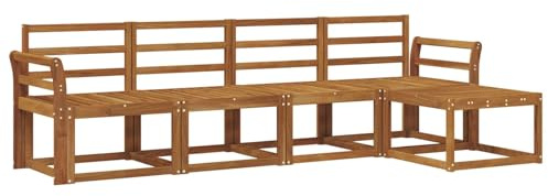 vidaXL Outdoor-Sofagarnitur 5 pcs Natur Massivholz Akazie, Moderner Garten-Sofa-Set, Robustes Lounge-Möbel für Terrasse und Patio, Akazie für den Garten