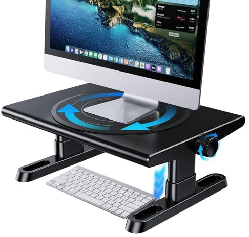 NIFBANG Supporto per monitor, girevole a 360°, regolabile in altezza, per computer, laptop, PC, TV (nero)