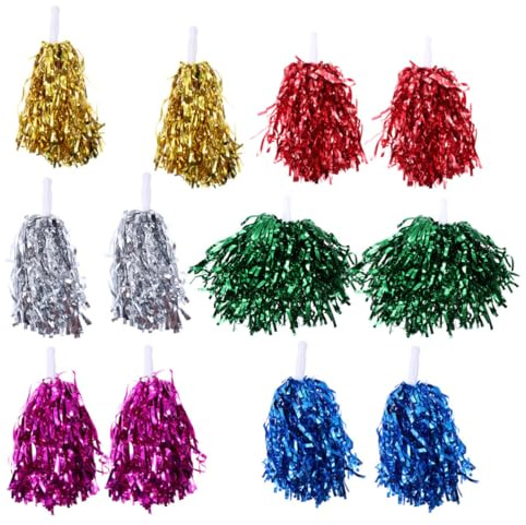 GALPADA Pompons de Cheerleading Pet Légers et Brillants, 12 Pièces Poignée Droite Couleur Aléatoire Accessoires pour Garçon et Filles, pour Football et Tennis
