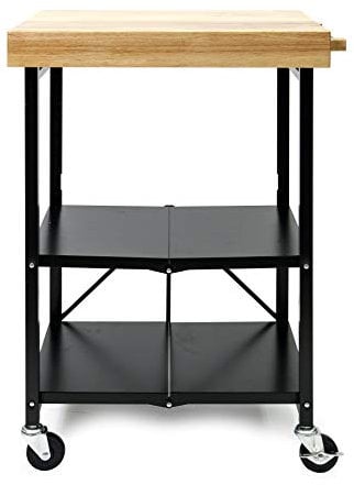 Origami Folding Kitchen Cart on Wheels, 3-Tier Foldable Rolling Cart - Chefs Outdoor Cart for Wine and Food, Microwave Cart, Plating Shelf