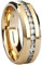 BESTTOHAVE Mens Titanium Ring -8mm Wide Simulated Diamonds Classic Unisex Gold Tone Wedding Engagement Band Ring -Size V