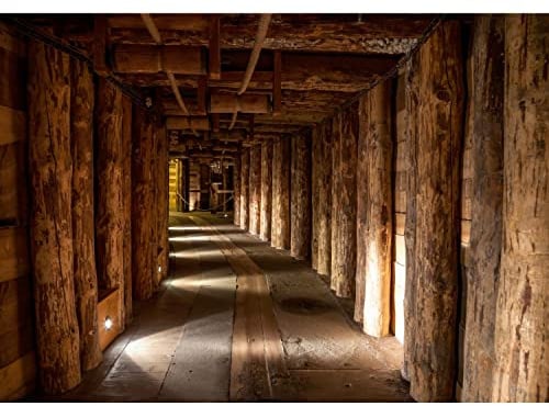 Runa Art Fototapete 3D Mine Holz Modern Vlies Wohnzimmer Schlafzimmer - Made in Germany - 308 x 220 cm Braun 9003010c