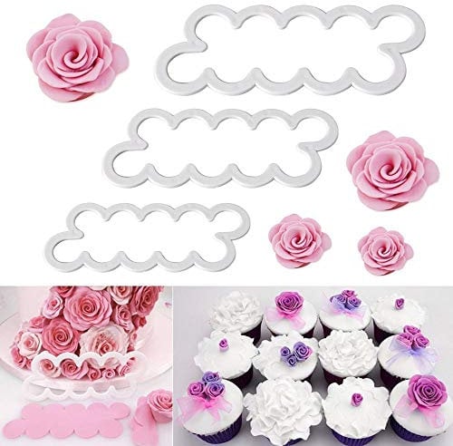 WADY Assortiment de 3 emporte-pièces pour réaliser des décorations de gâteau en forme de rose 3 tailles différentes