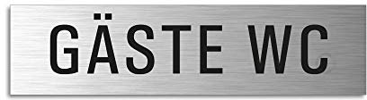 Türschild Gäste WC 16x4 cm Aluminiumschild Edelstahl-Optik selbstklebend