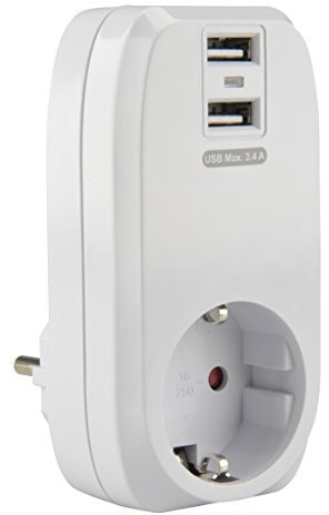 UNITEC 47590 Zwischenstecker USB 3,4A ws, weiߟ