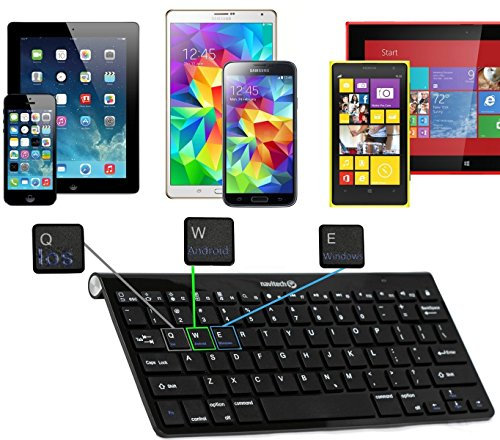 Navitech Black Wireless Bluetooth Multi OS Keyboard Compatible With All Android/Windows & IOS Tablets Including The LG G Pad 4G LTE Tablet, Titan Gray 7-Inch