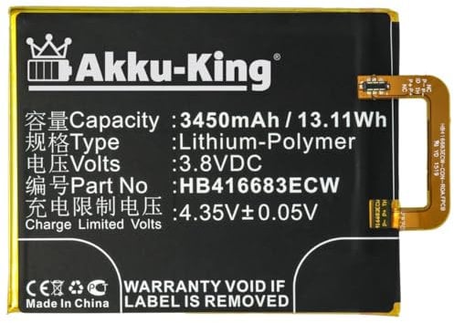 Akku-King Akku kompatibel mit Google HB416683ECW - Li-Polymer 3450mAh - für Google Nexus 6P, 6P A1, 6P A2, Huawei Angler, H1511, H1512