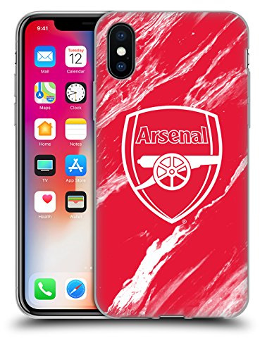 Head Case Designs Officially Licensed Arsenal FC Red Marble Crest Patterns Soft Gel Case Compatible With Apple iPhone X/iPhone XS