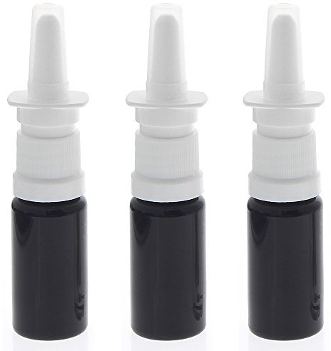 Leere Mironglas Nasenspray-Flasche 10ml mit Fingerzerstäuber, Kosmetex Nasenzerstäuber Violettglas Vaporizer Nasensprühflasche, 3x 10 ml Violettglas