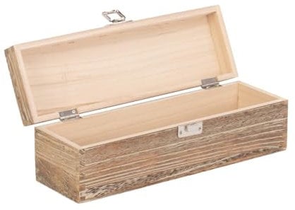 Red Hamper Single Bottle Oak Effect Wooden Box, Wood, Brown, 10.5 x 11 x 35 cm