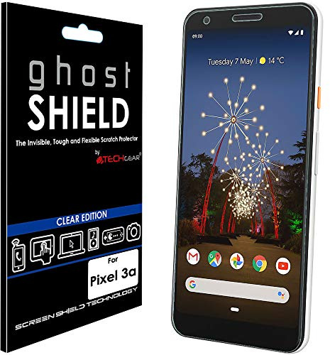 TECHGEAR Screen Protector fits Google Pixel 3a [ghostSHIELD Edition] Genuine Reinforced TPU film Screen Protector Guard Covers [FULL Screen Coverage] Curved Screen Area