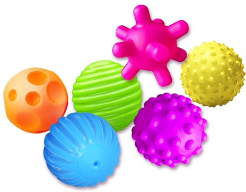Sensorische Bälle für Kinder, Babyspielzeug, sensorische Bälle, mehrere strukturierte mehrfarbig, Massagebälle mit weichen und strukturierten Bällen für die Entwicklung der taktilen Sinne, 6 Stück