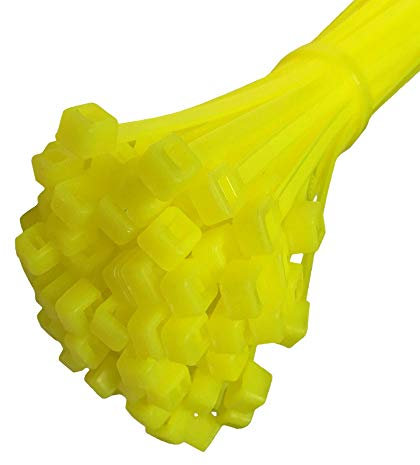 KafTon 50 Pack || Fluorescent Cable Ties Nylon Plastic Blue Green Orange Pink Yellow