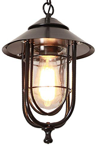 Mengjay E27 Hängelampen Außen Pendelleuchte Schwarz Retro IP44 Decken Vintage Industrielle Eisen Deckenbeleuchtung Regendichte Wasserdichte Pavillon Villa Loft Kronleuchter Aussenleuchte (D)