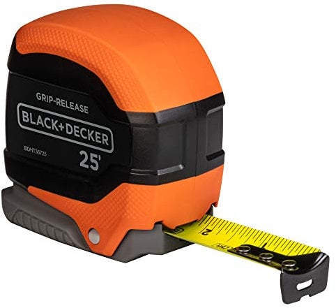 Black+Decker BDHT36725AP - Metro a nastro, rilascio impugnatura, blocco automatico e autobloccante, 6,5 m