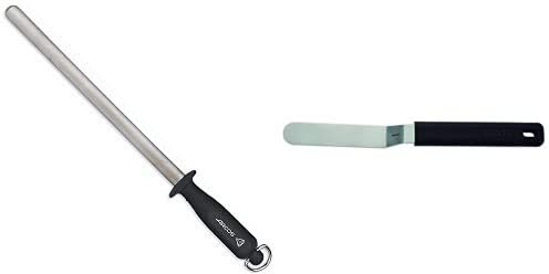 Arcos Chairas Afilador manual de cuchillos Cuerpo de Acero al Carbono recubierto + 614200 Espátula para emplatar, 90 x 20 mm (display.)
