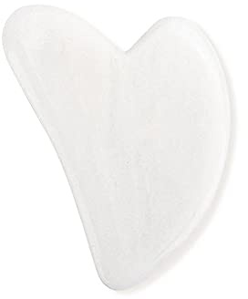 Natürliche Jade Guasha Scraping Massage Scraper Face Massagegerät Board mit Box Jade Massagegerät Rosenquarz Achat Akupoint Gesichtspflege-Herzweiß ohne Kiste