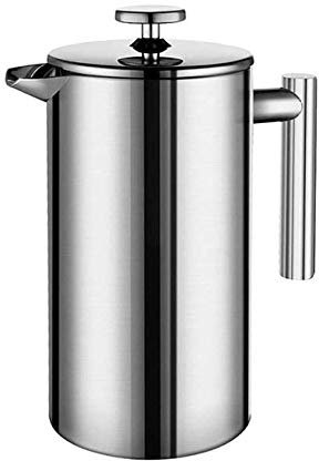 XIXIDIAN Coffee Maker, Stainless Steel French Press Coffee Maker Double Wall Metal Insulation Coffee Press &Tea Brewer Easy Clean,And Easy Press,Silver (Size : 300ML)