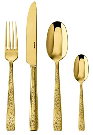 Studio Line, Sambonet 52734G81 Cometa - Servizio di posate in acciaio inossidabile/PVD oro, 24 pezzi