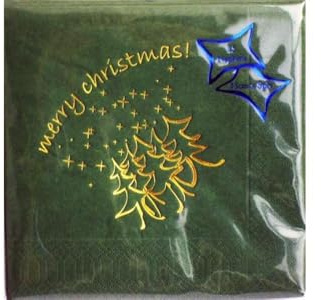 Xmas Napkins Christmas Tree Green 3 PLY 33CM X 33CM 15/PK