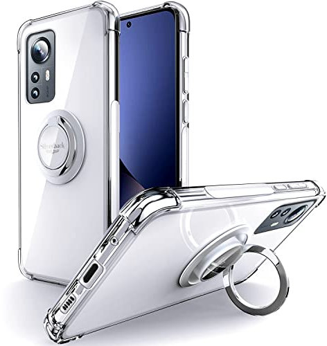 Silverback Hülle für Xiaomi 12 / Xiaomi 12X Handyhülle mit 360° Ring Halter Schutzhülle TPU Schock Stoßfester Stoßfänger Weiche Dünn Case für Xiaomi 12 / Xiaomi 12X - Transparent