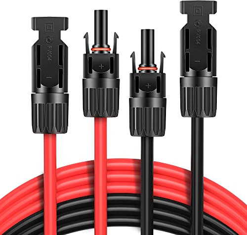 Solarkabel 4mm2 3m, GlamPiece Solar Verlängerungskabel, Beide Seiten Solarstecker Solarkabel, Photovoltaik Solarkabel, PV Kabel 2 × 3m
