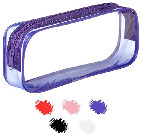 Soul Projekt Lila Klare Federmäppchen Durchsichtige, Mäppchen PVC Rund für Frauen Studenten, Federtasche Pinseltasche Schule, Toilettenartikel Kosmetiktaschen, Pencil Case, Uni und Büro