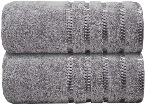Casabella Deluxe 2 Piece Jumbo Bath sheet 90x180 cm 100% Cotton Extra Large Bath Towels Highly Absorbent Silver Bath sheets Towels