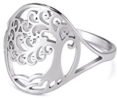 kkjoy Baum des Lebens Openwork Ring Edelstahl keltischen Versprechen Ring Natur inspiriert Ringe spirituelle Geschenke für Frauen Männer