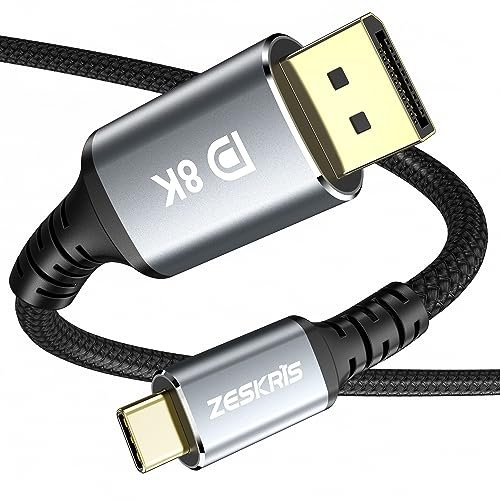 ZESKRIS 2m Cavo USB C a DisplayPort 1.4, [8K@60Hz,4K@144Hz /120Hz/60Hz, 2K@240Hz /165Hz] tipo C Thunderbolt 3/4 su HBR3 32.4Gbps DP1.4 per M2 MacBook Pro/Air, 2022 iPad Pro, Dell XPS