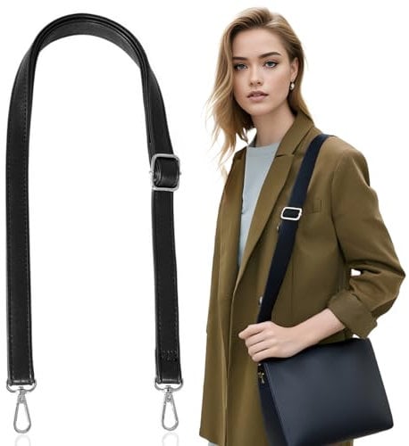 PLABBDPL Frauen Leder Schulterriemen Trageriemen,Tasche Schultergurte Gurt Riemen für Geldbörse Handtaschen, verstellbare Ersatz Crossbody Bag Strap Tragegurt Umhängegurt (schwarz)