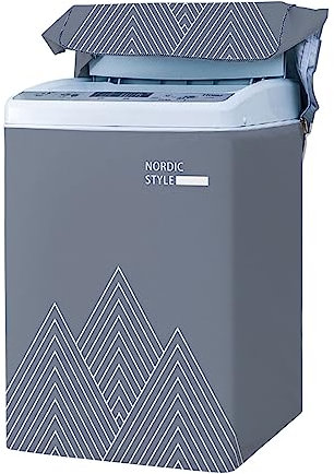 Odot Funda Lavadora de Carga Superior Funda, Lavadora Exterior Impermeable con Cremallera para Lavadora y Secadora de Carga Superior - Nórdico (Gris,L Capacidad 6.8-8kg)