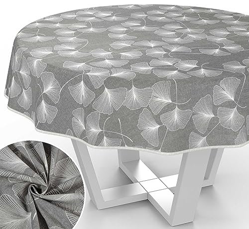Stoff Tischdecke Tischwäsche Textil Tischtuch Baumwolle Polyester Gewebe abwaschbar pflegeleicht, in rund oval eckig Pusteblume Rund 120cm mit Saum (Eingefasst)