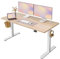 FEZIBO Schreibtisch Höhenverstellbar Elektrisch, 140 x 60 cm Stehschreibtisch mit Memory-Steuerung und Anti-Kollisions Technologie, Weißer Rahmen/Gefleckte Eichenholzfurnier Oberfläche
