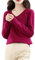 Herbst Winter Damen Pullover mit V-Ausschnitt, 100% Nerz-Kaschmir-Strickpullover, lässiger, Solider Pullover Burgundy L