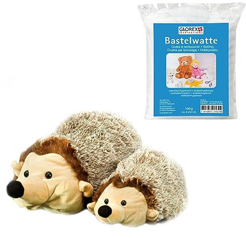 Glorex 04403100K - Komplettset Kuscheltier zum Selberstopfen, Igel mit Baby, ca. 32 cm, inkl. 100 g Watte, zum Basteln und Kuscheln
